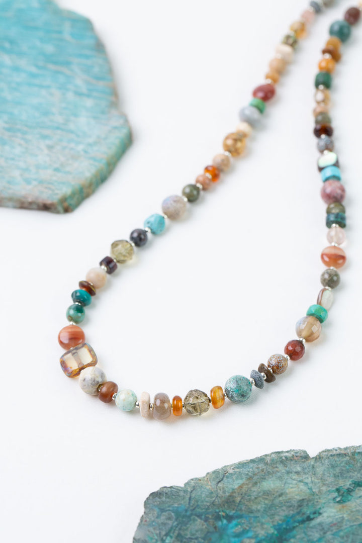 One Of A Kind 19.5-21.5" Earthy Collage Simple Necklace