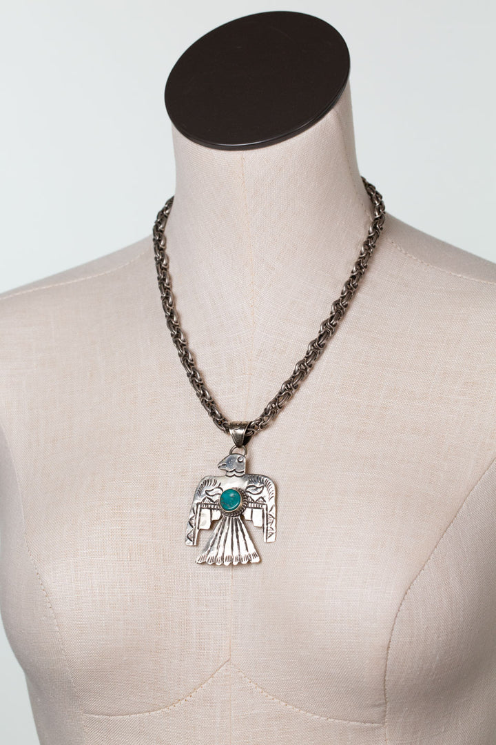 One Of A Kind 18-20"  Turquoise Pendant Statement Necklace