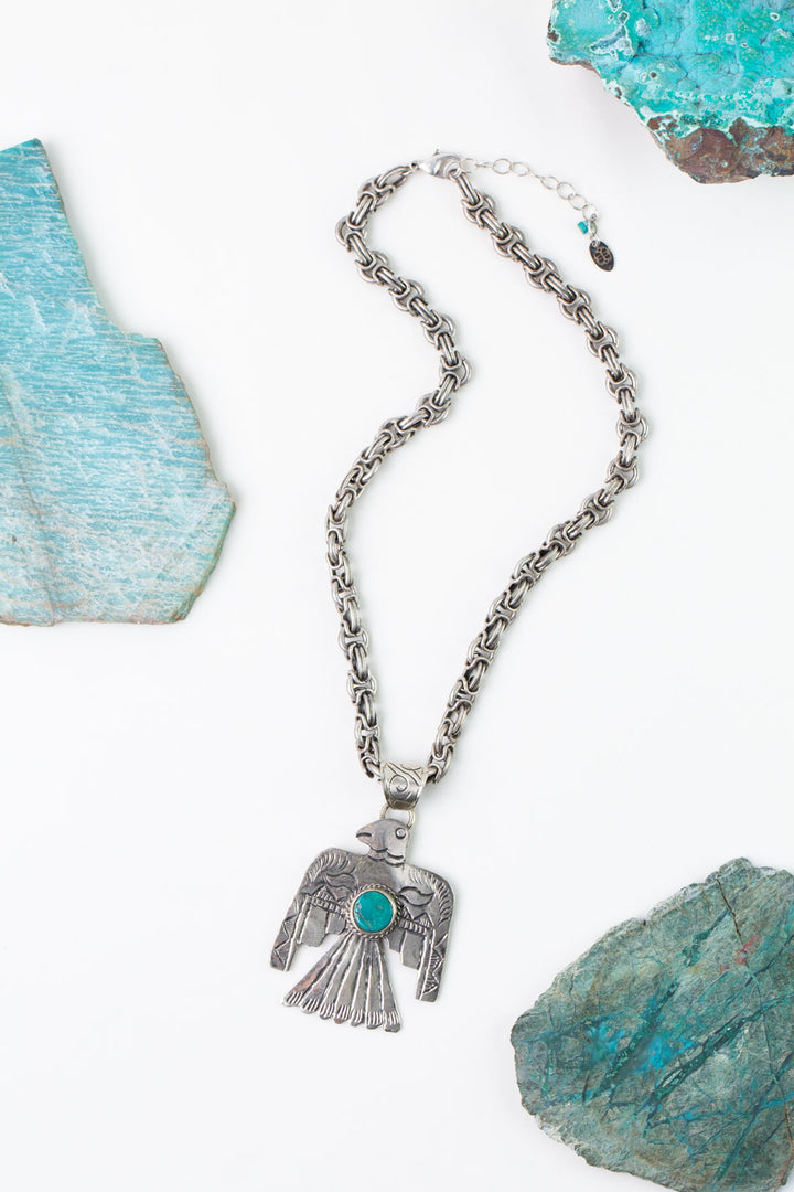 One Of A Kind 18-20"  Turquoise Pendant Statement Necklace