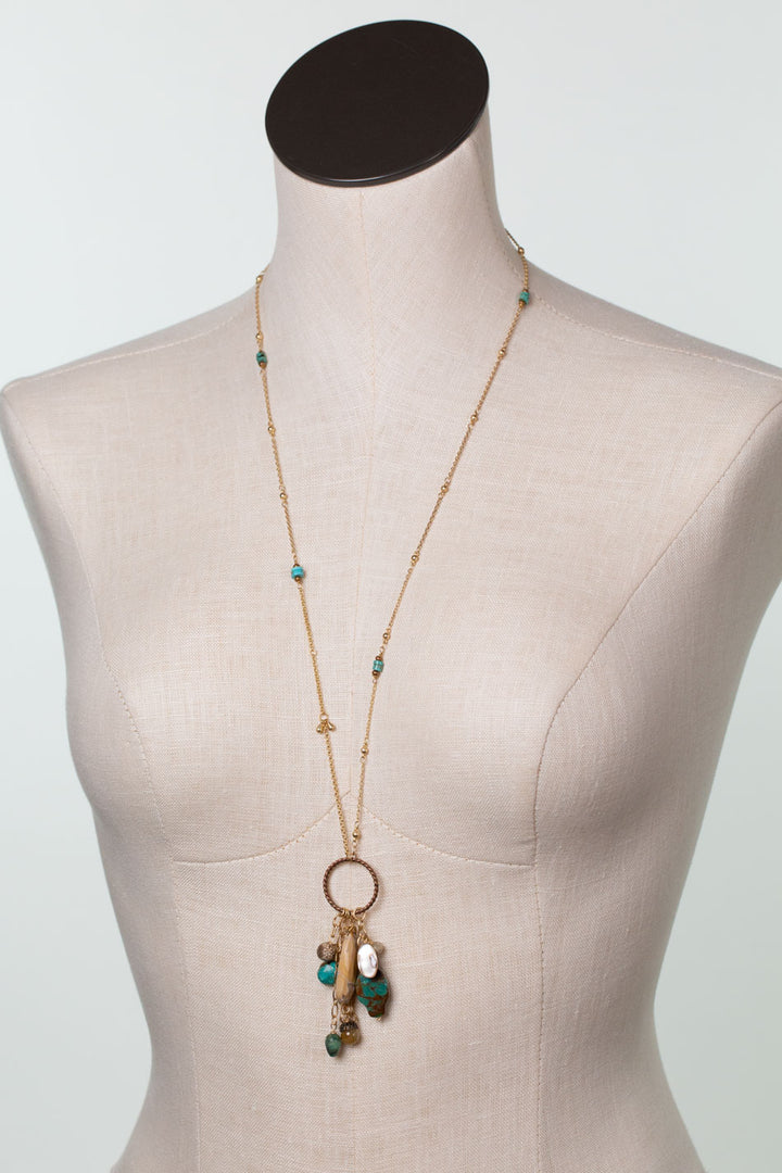 One Of A Kind 31.5-33.5" Turquoise Cluster Necklace