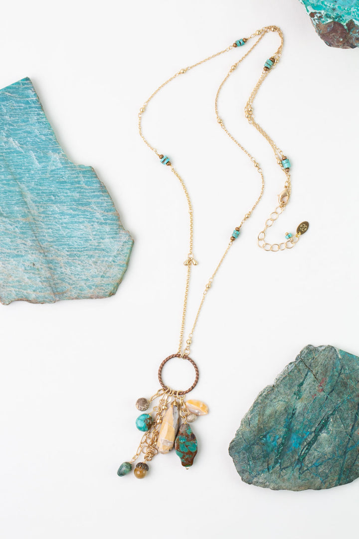 One Of A Kind 31.5-33.5" Turquoise Cluster Necklace