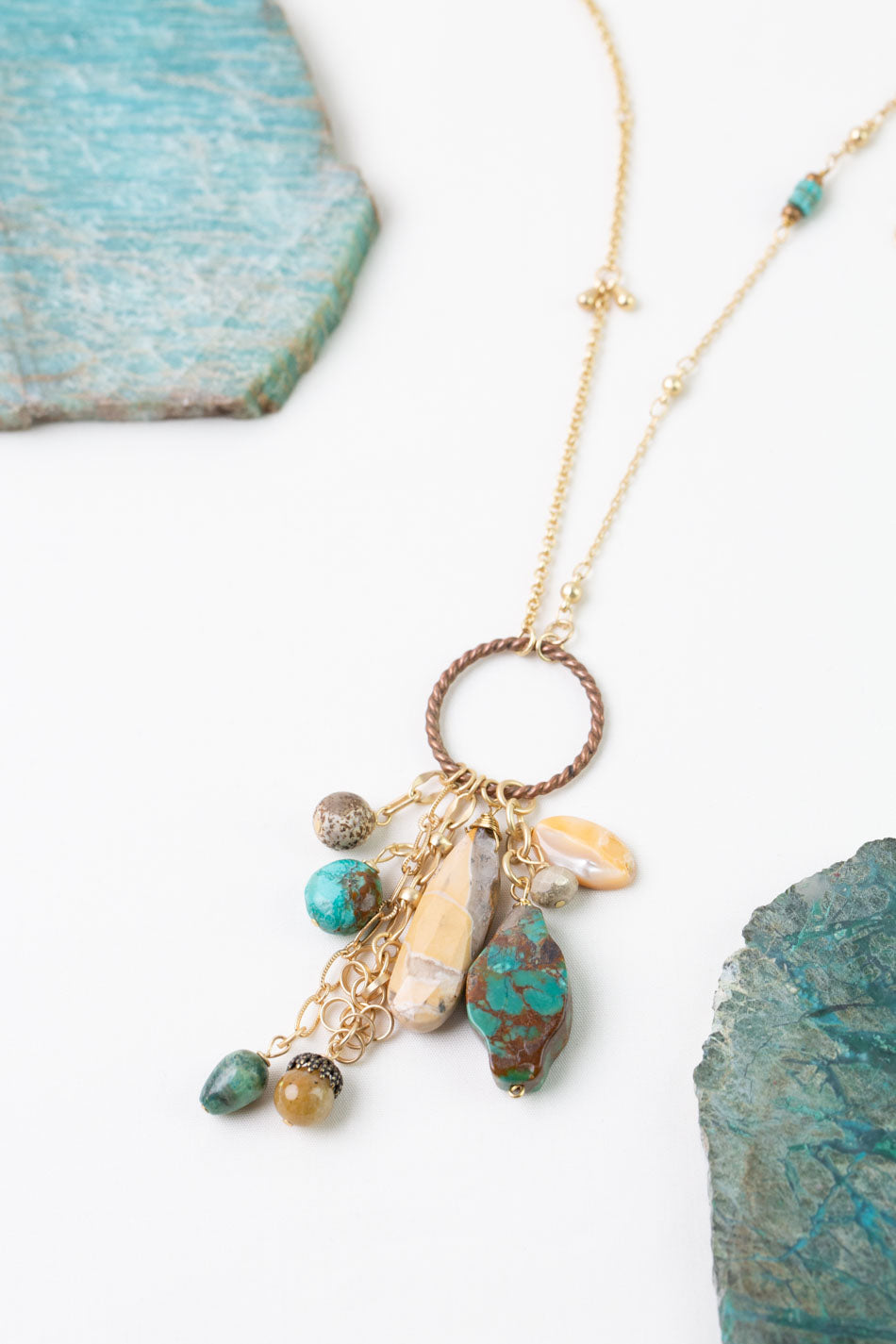 One Of A Kind 31.5-33.5" Turquoise Cluster Necklace