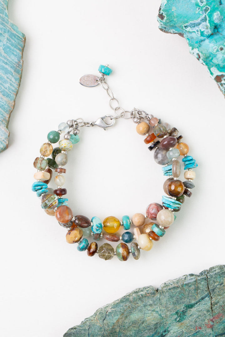 One Of A Kind 7.5-8.5" Mixed Gemstone Multistrand Bracelet