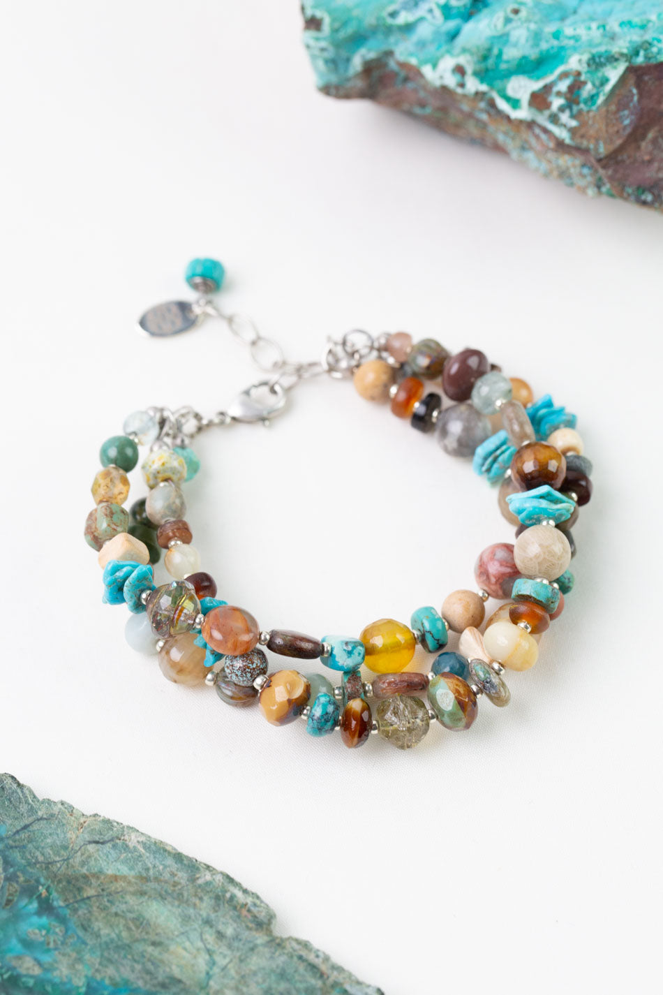 One Of A Kind 7.5-8.5" Mixed Gemstone Multistrand Bracelet
