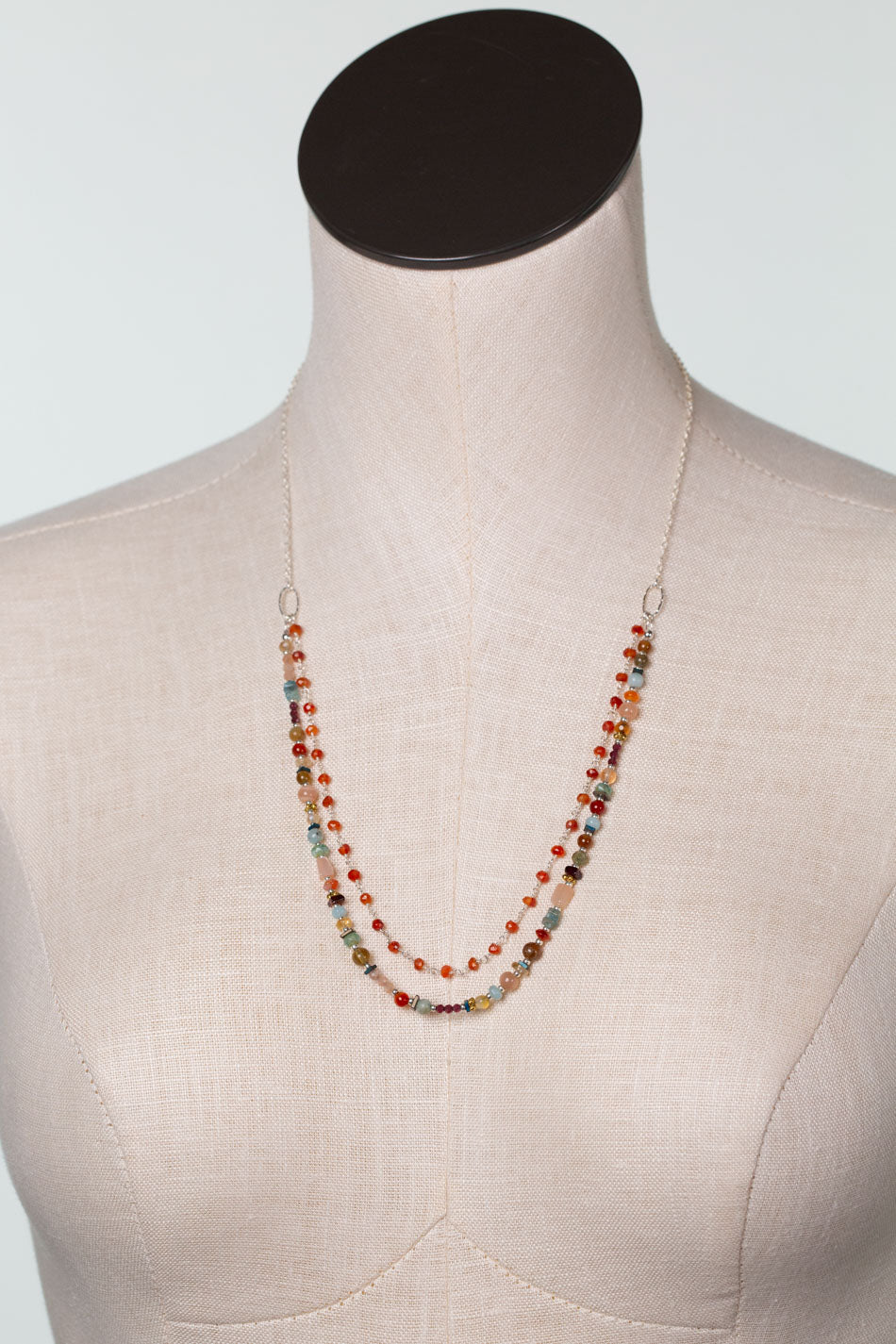 One Of A Kind 22-24" Carnelian, Garnet, Apatite Multistrand Necklace