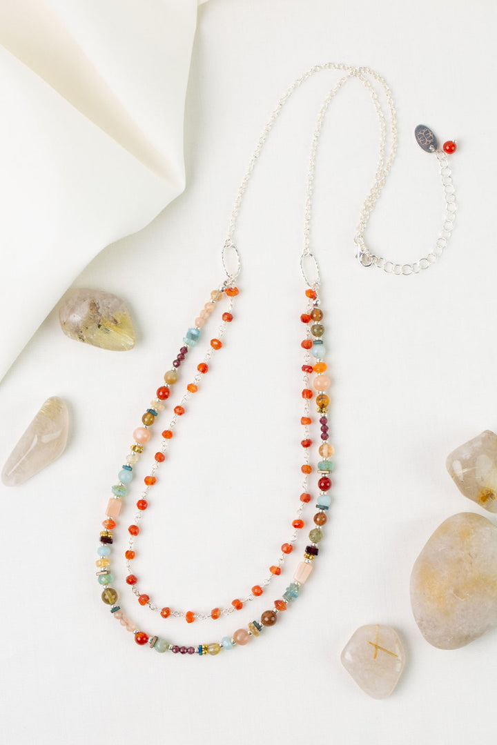 One Of A Kind 22-24" Carnelian, Garnet, Apatite Multistrand Necklace