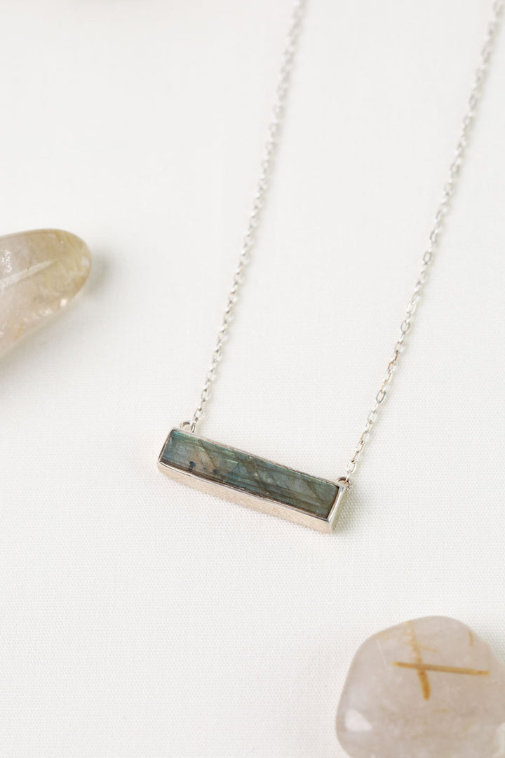 One Of A Kind 16-20" Labradorite Bar Simple Necklace