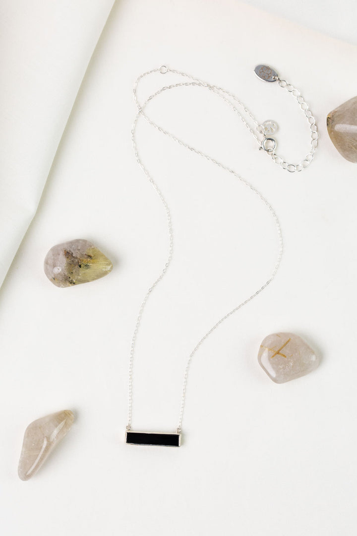 One Of A Kind 16-20" Black Onyx Bar Simple Necklace