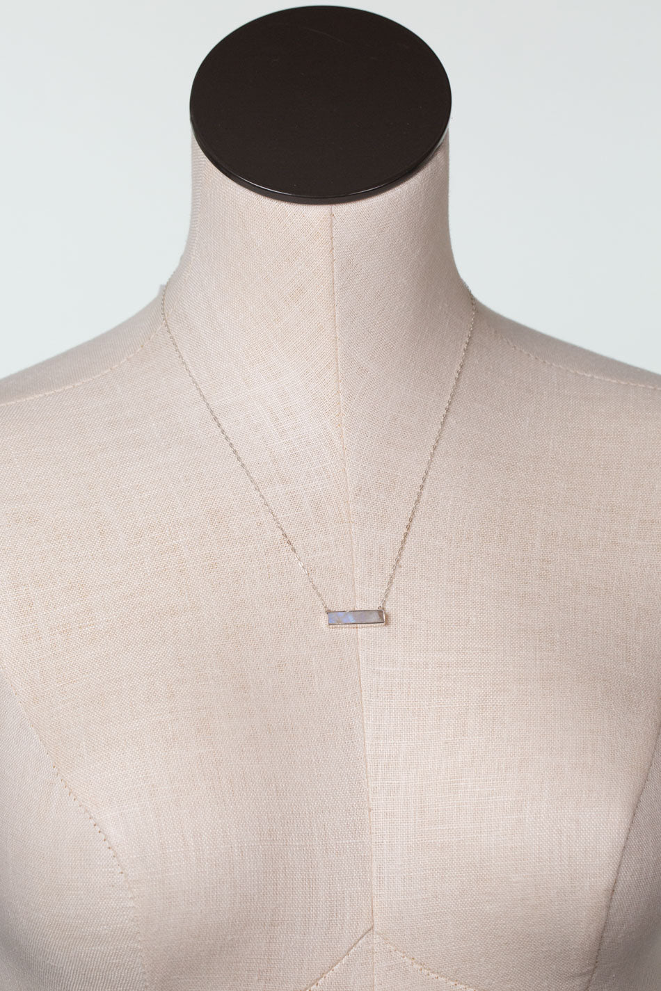 One Of A Kind 16-20" Rainbow Moonstone Bar Simple Necklace