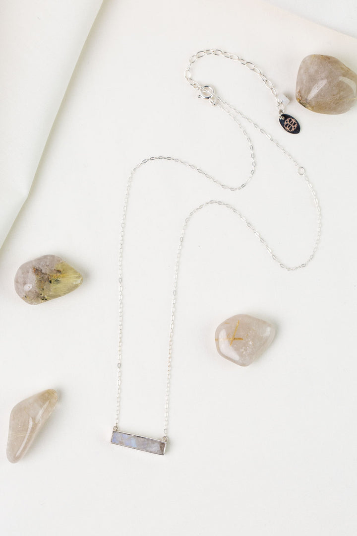 One Of A Kind 16-20" Rainbow Moonstone Bar Simple Necklace