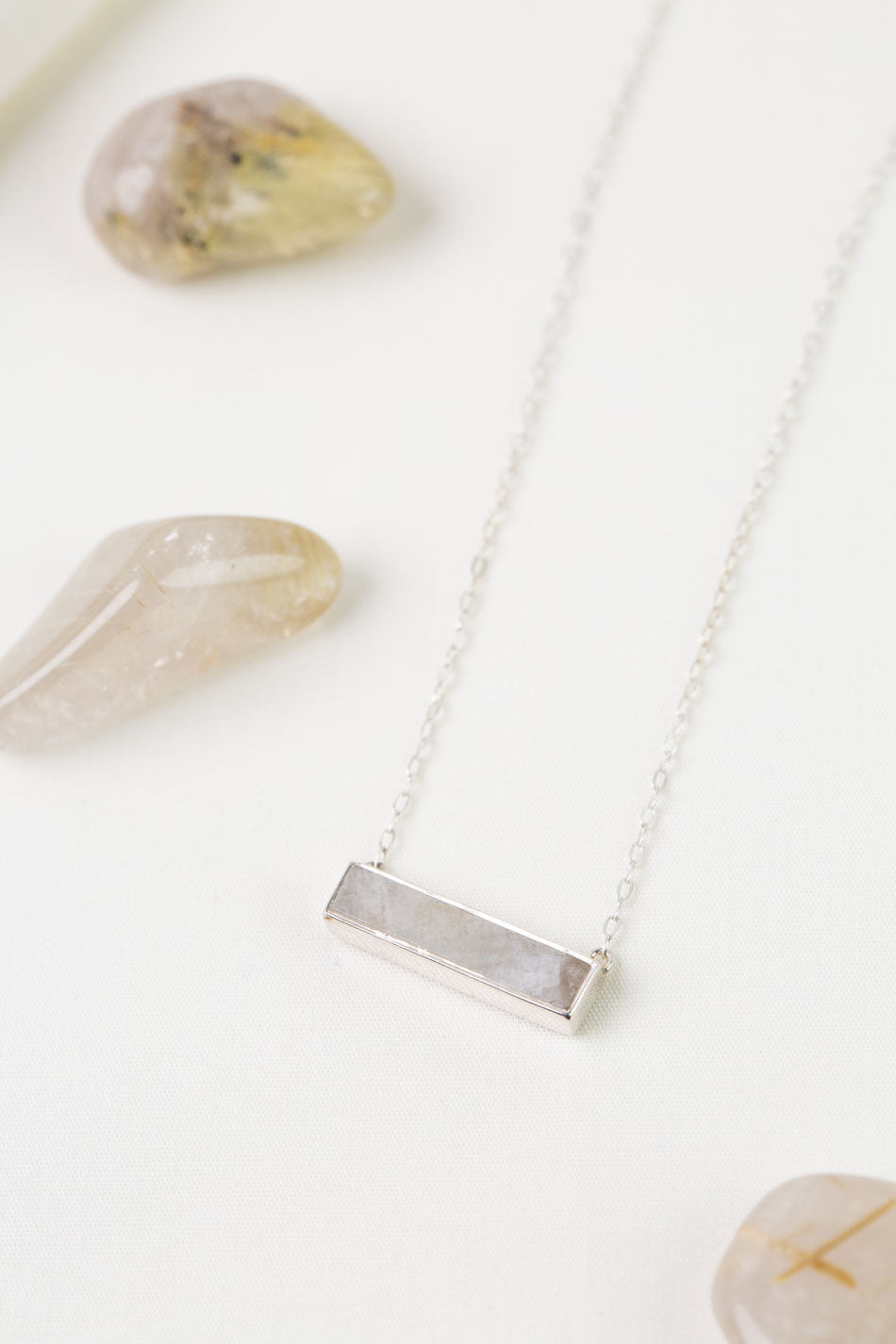 One Of A Kind 16-20" Rainbow Moonstone Bar Simple Necklace