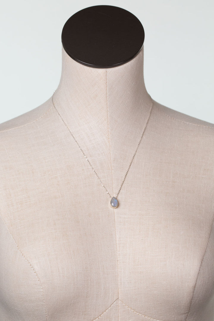 One Of A Kind 16-20" Rainbow Moonstone Pendant Simple Necklace