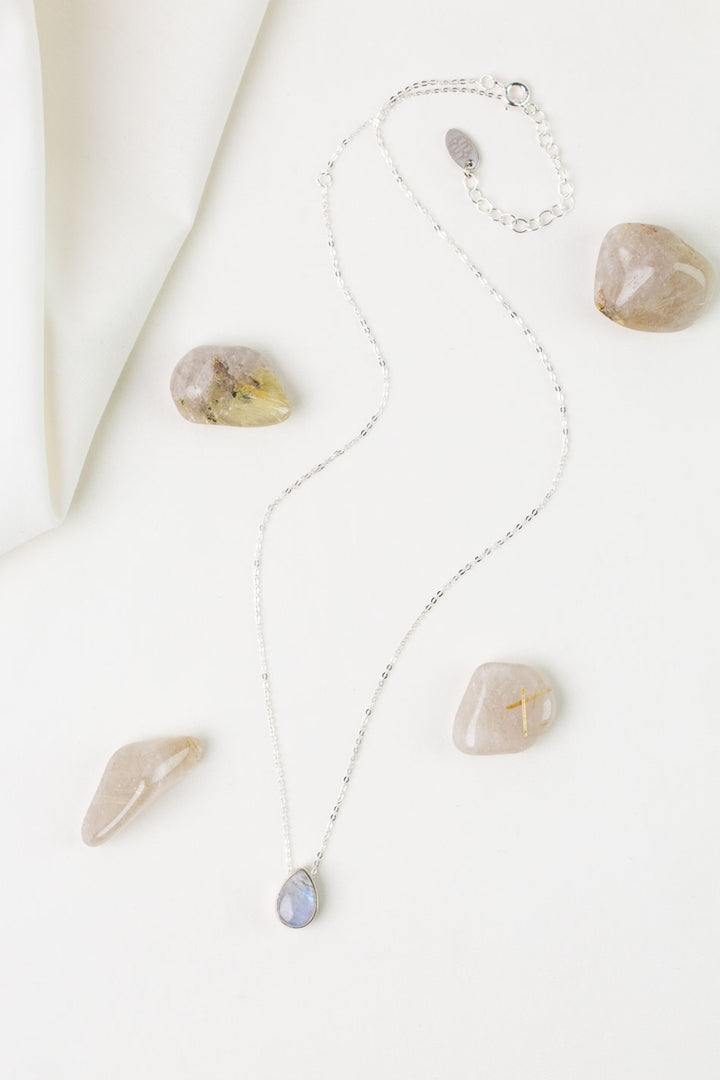 One Of A Kind 16-20" Rainbow Moonstone Pendant Simple Necklace