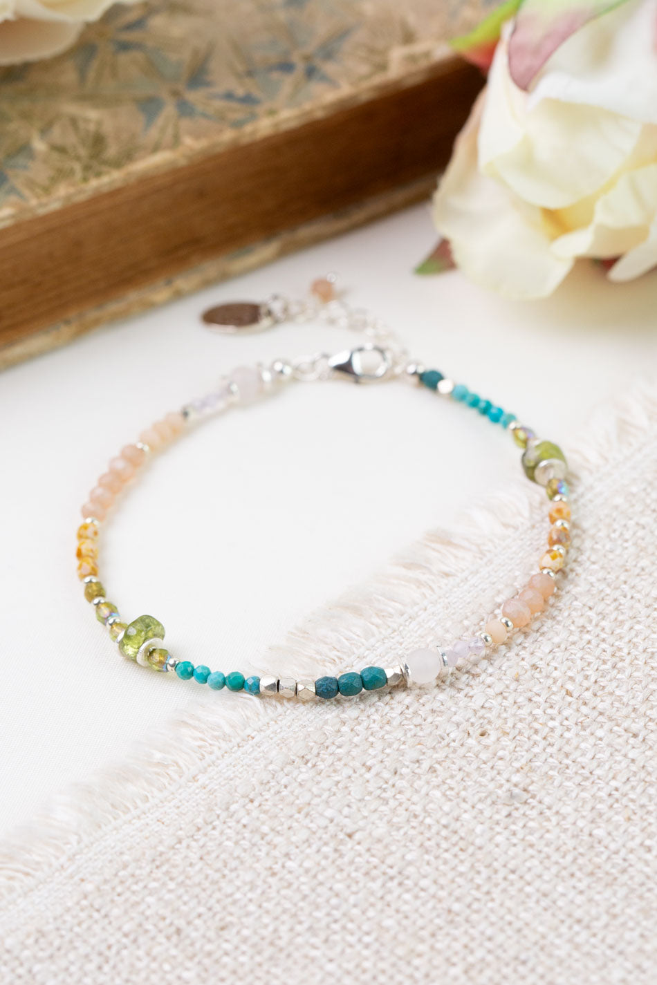 Primrose 7.5-8.5" Amazonite, Czech Glass, Turquoise Simple Bracelet