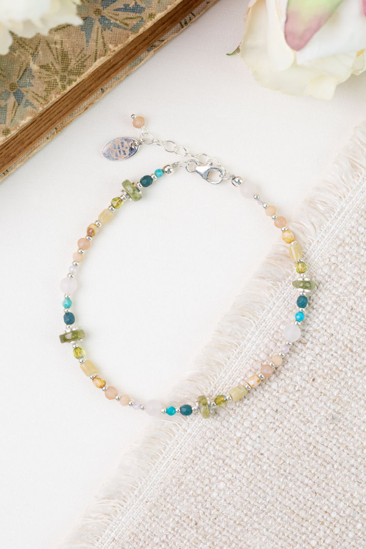 Primrose 7.5-8.5" Amazonite, Czech Glass Simple Bracelet