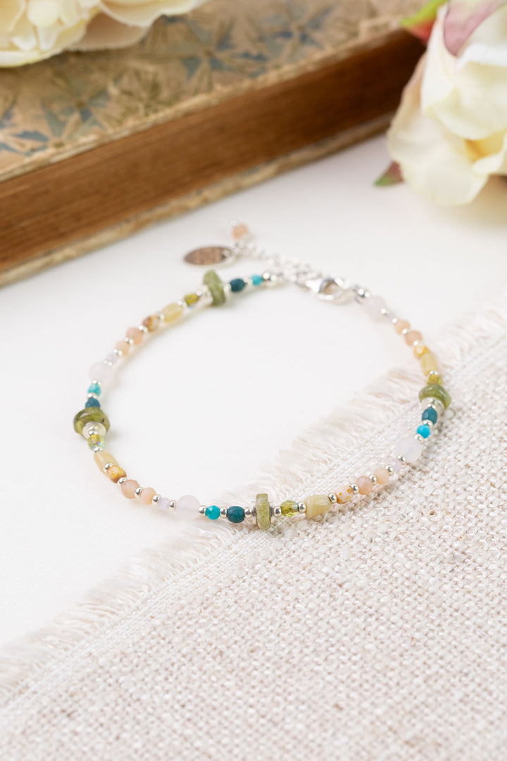 Primrose 7.5-8.5" Amazonite, Czech Glass Simple Bracelet