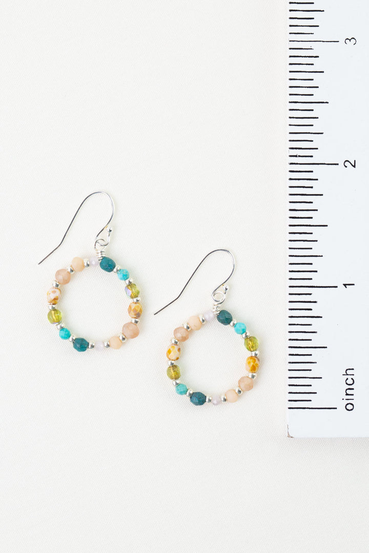 Primrose Amazonite, Czech Glass Hoop Earrings