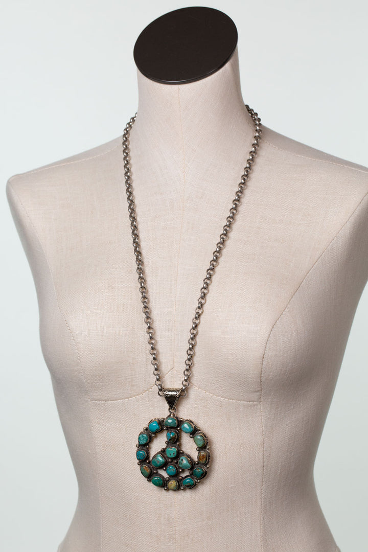 One Of A Kind 31-33" Tibetan Turquoise Peace Statement Necklace