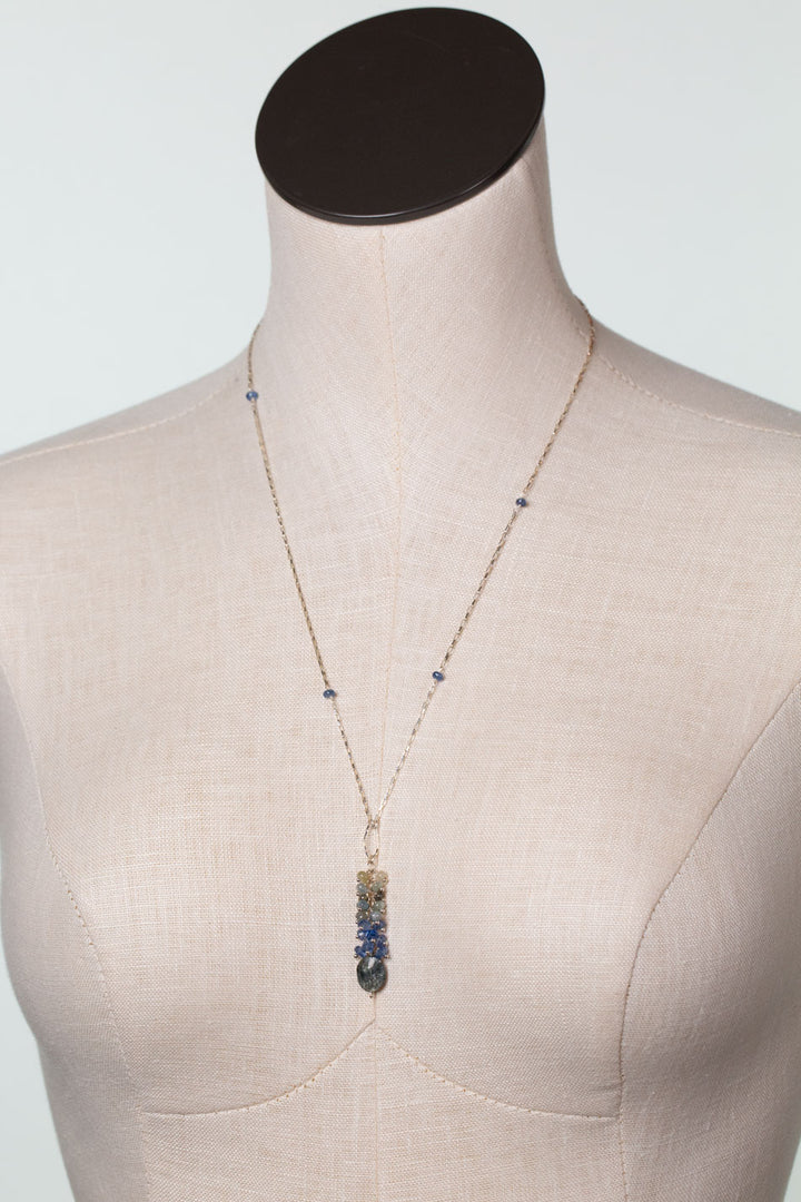 One Of A Kind 22-24" Green Moss Aquamarine, Kyanite Statement Necklace