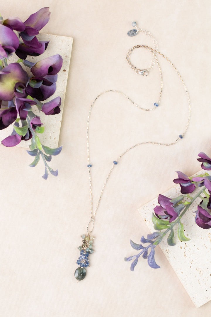 One Of A Kind 22-24" Green Moss Aquamarine, Kyanite Statement Necklace