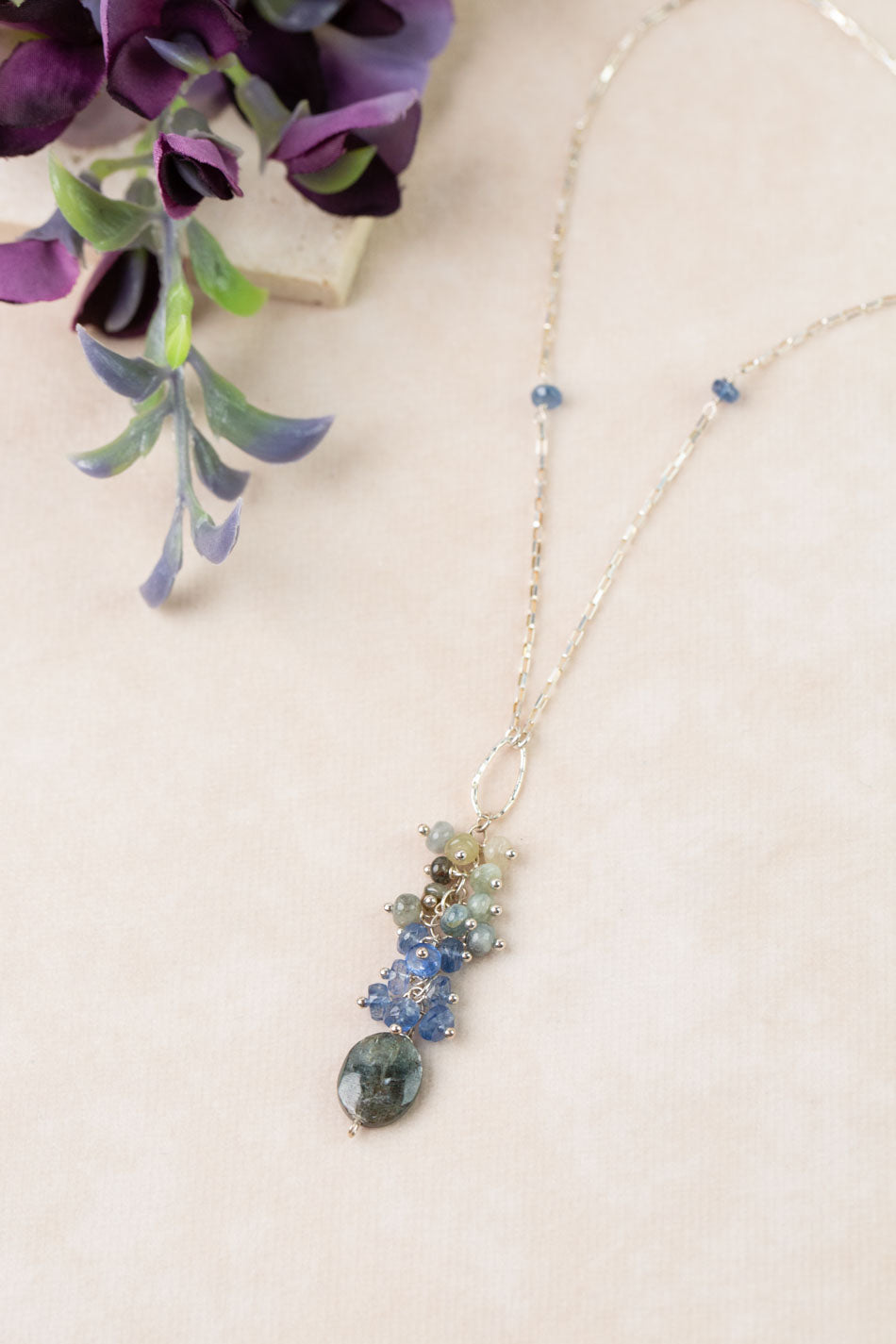 One Of A Kind 22-24" Green Moss Aquamarine, Kyanite Statement Necklace