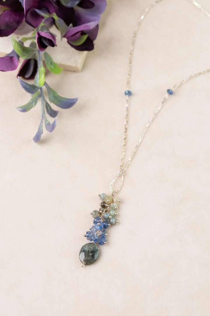 One Of A Kind 22-24" Green Moss Aquamarine, Kyanite Statement Necklace