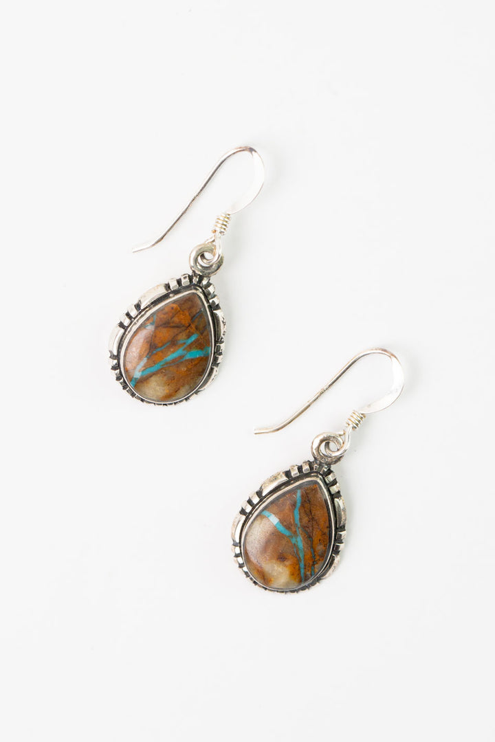 Native American Royston Ribbon Turquoise Dangle Earrings