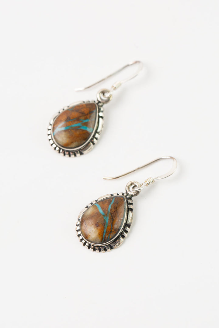 Native American Royston Ribbon Turquoise Dangle Earrings
