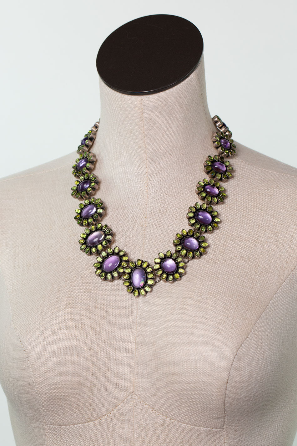 Federico 19.5" Amethyst and Peridot Statement Necklace