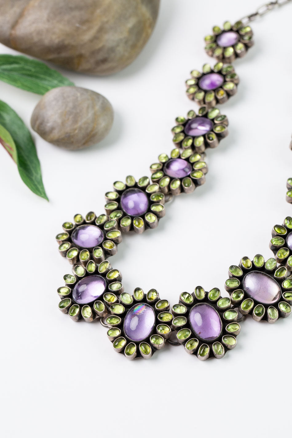 Federico 19.5" Amethyst and Peridot Statement Necklace