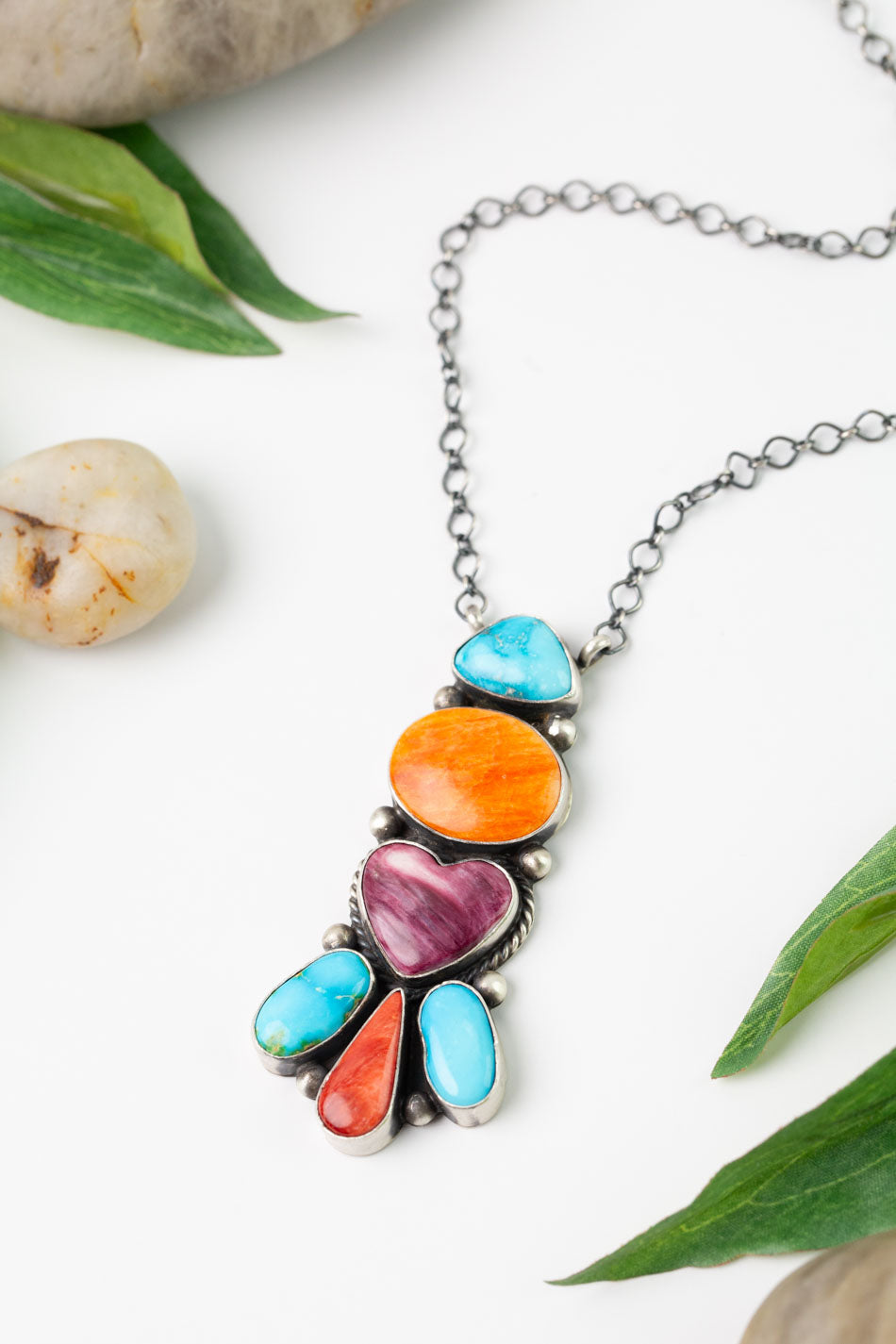 Debra Smith 18.75" Sonoran Turquoise, Spiny Oyster Statement Necklace