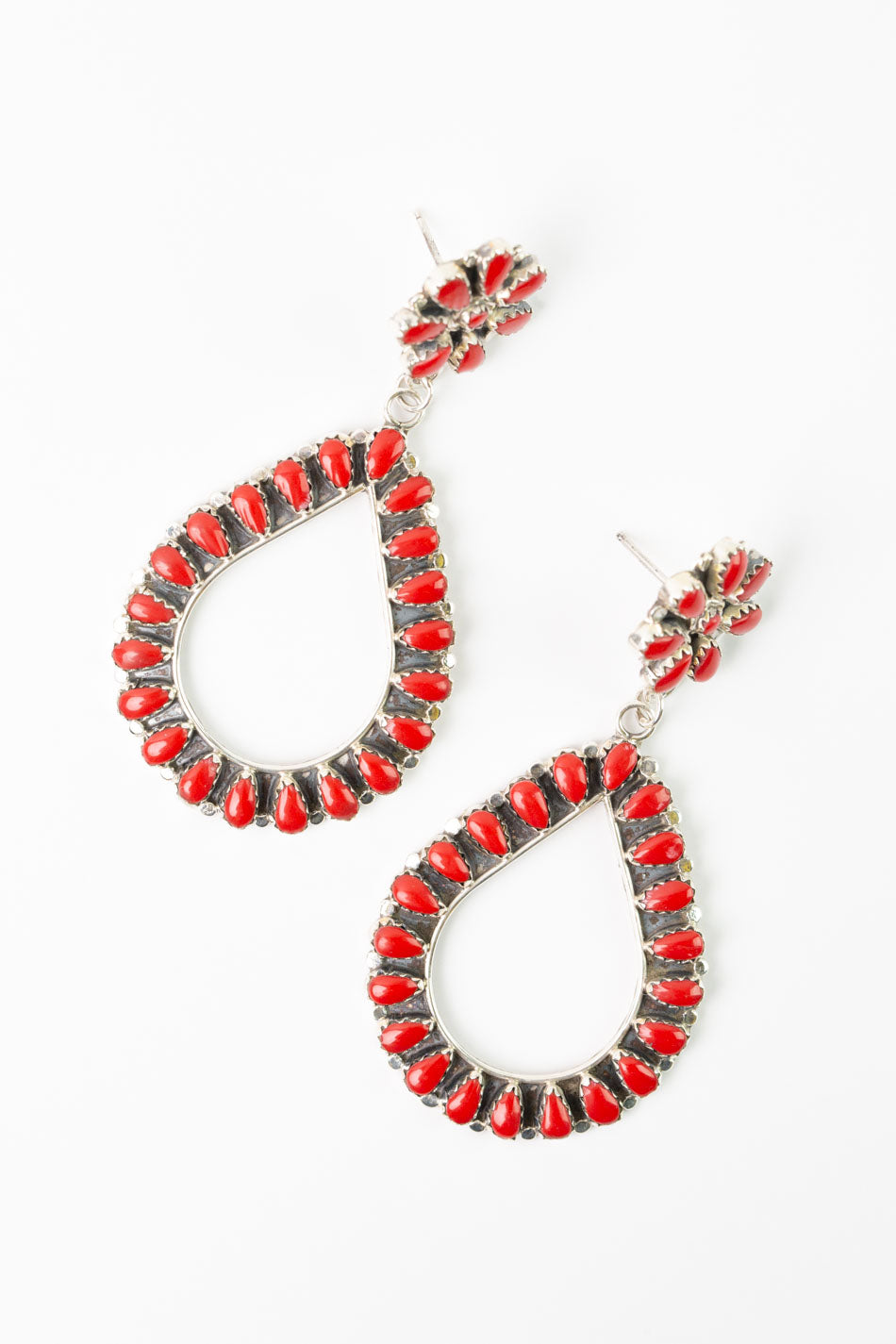 Native American "MB" Spiny Oyster Dangle Earrings