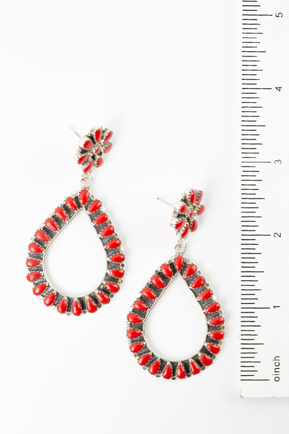 Native American "MB" Spiny Oyster Dangle Earrings