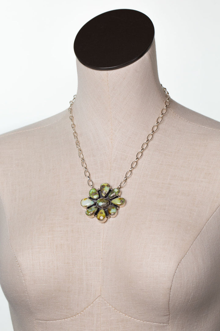 K. N. -19.25" Palomino Turquoise, Sterling Silver Statement Necklace