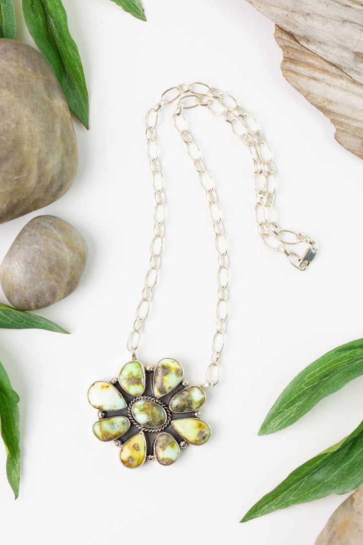 K. N. -19.25" Palomino Turquoise, Sterling Silver Statement Necklace
