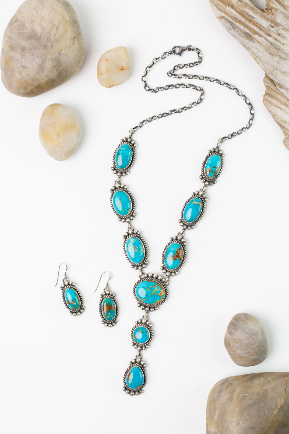 M. Spencer -22" Kingman Turquoise Statement Necklace set