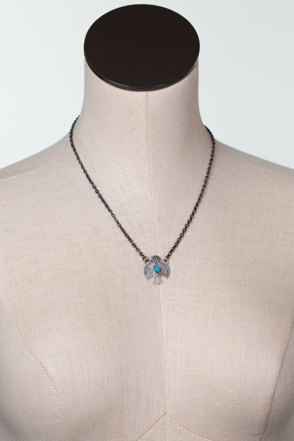 Native American -19" Sterling Silver and Kingman Turquoise with Sterling Silver and Kingman Turquoise Simple