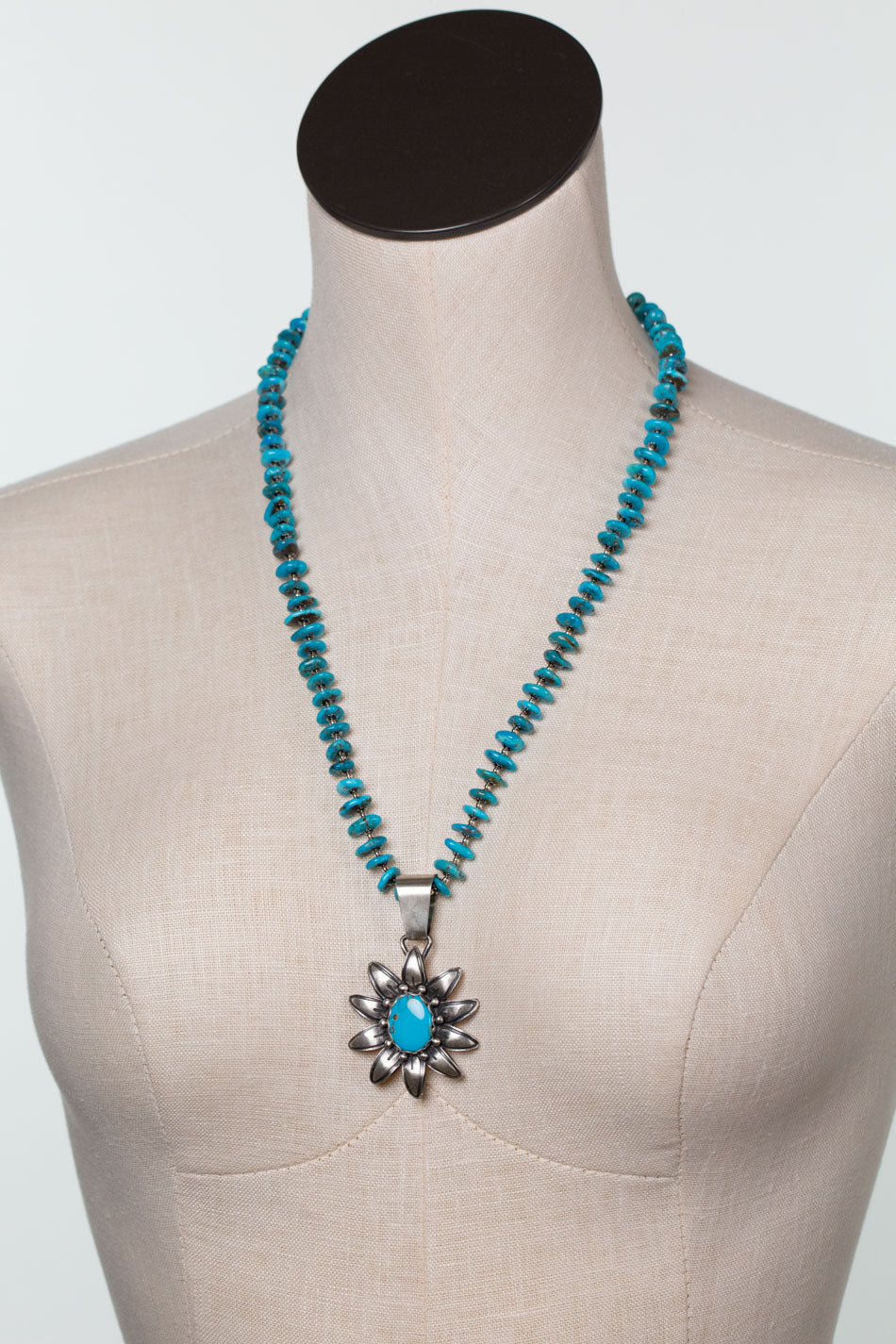 Native American 22.5-24.5" Sleeping Beauty Turquoise Statement Necklace