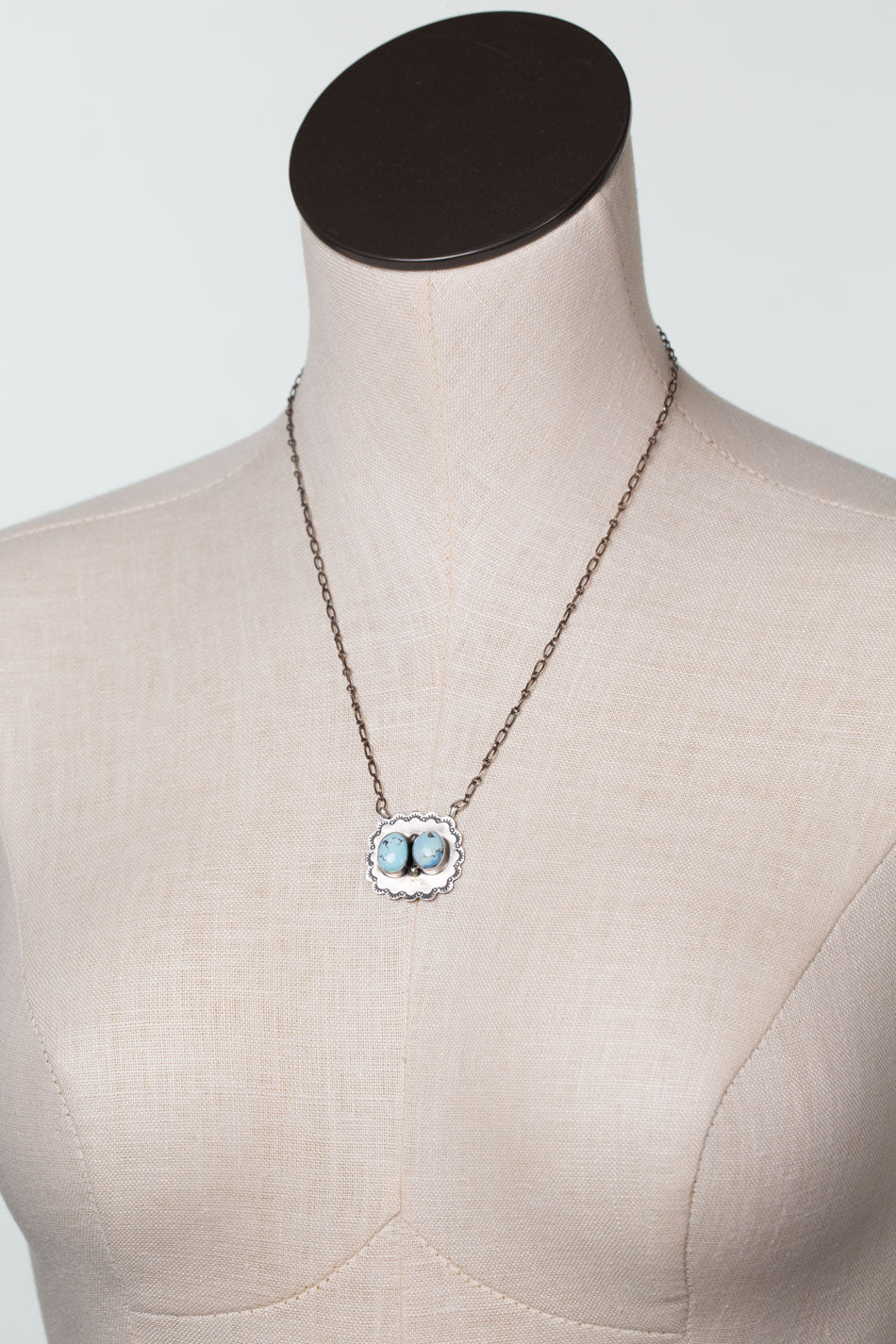 Scott Skeets  19" Golden Hills Turquoise and Sterling Silver with Golden Hills Turquoise Statement Necklace