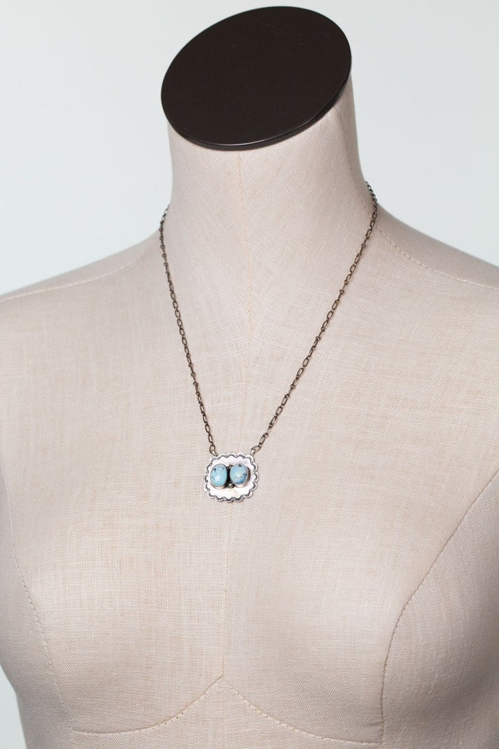 Scott Skeets  19" Golden Hills Turquoise and Sterling Silver with Golden Hills Turquoise Statement Necklace