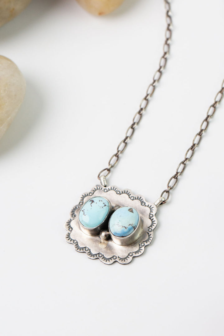 Scott Skeets  19" Golden Hills Turquoise and Sterling Silver with Golden Hills Turquoise Statement Necklace