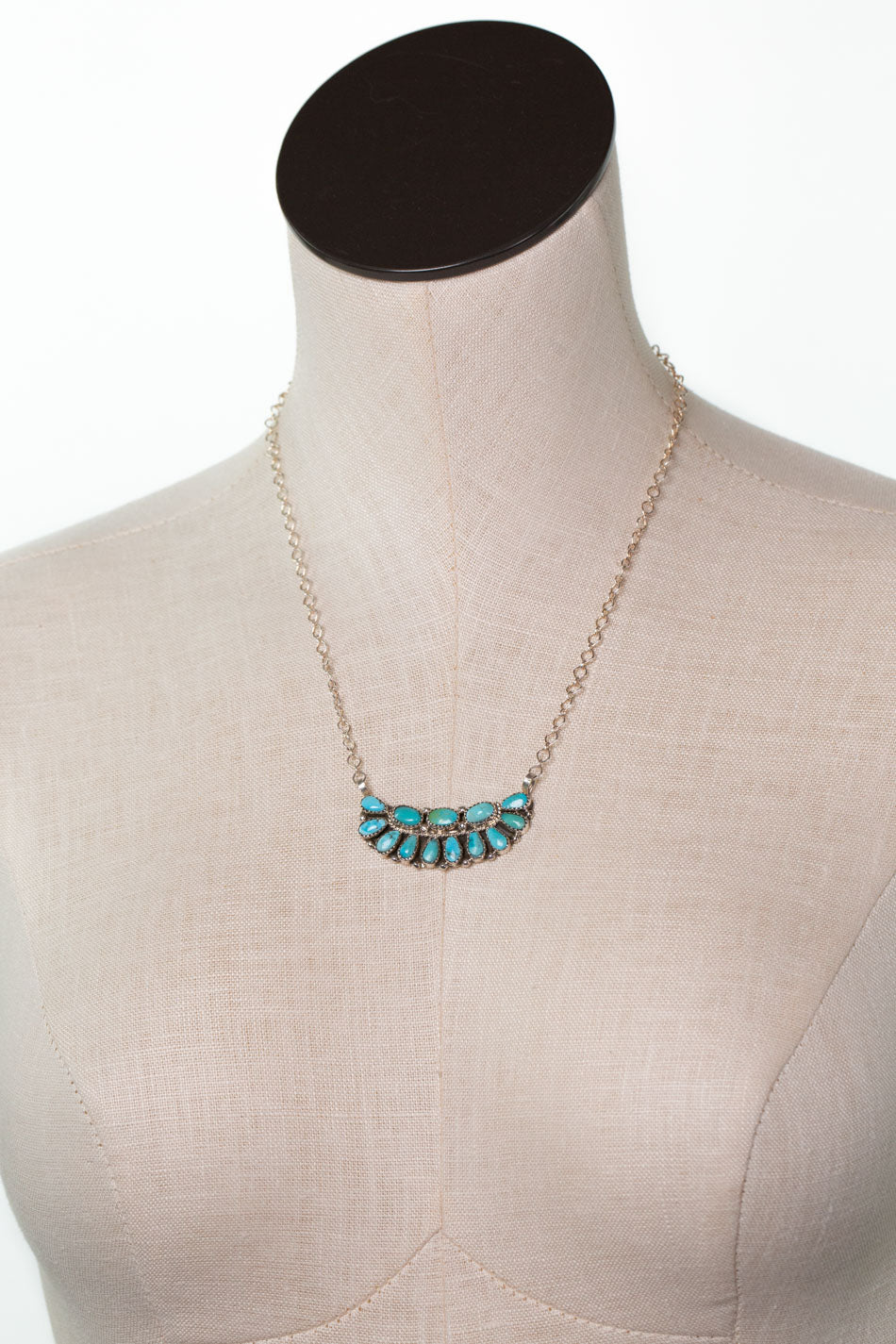 Stamp E 20" Kingman Turquoise Statement Necklace