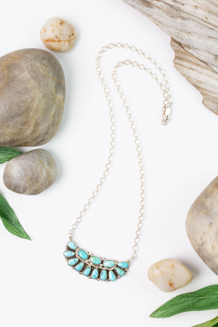 Stamp E 20" Kingman Turquoise Statement Necklace