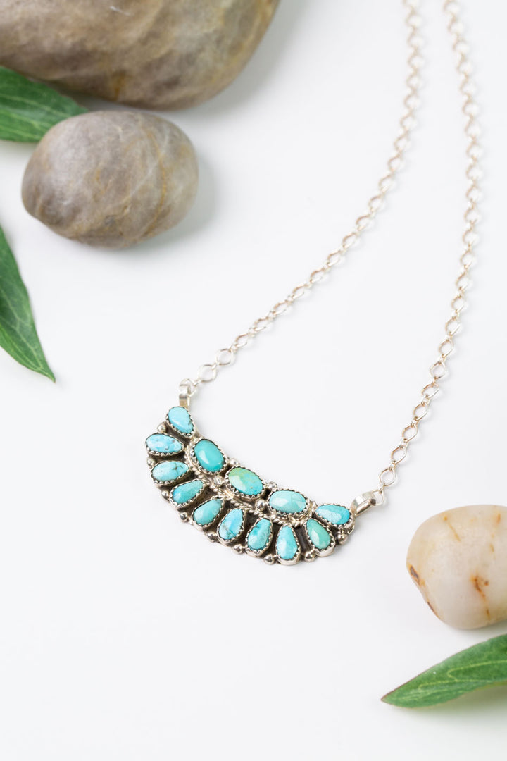 Stamp E 20" Kingman Turquoise Statement Necklace