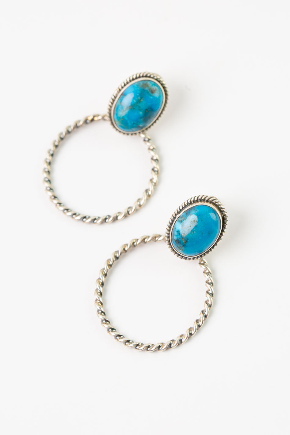 Native American Kingman Turquoise Hoop Earrings