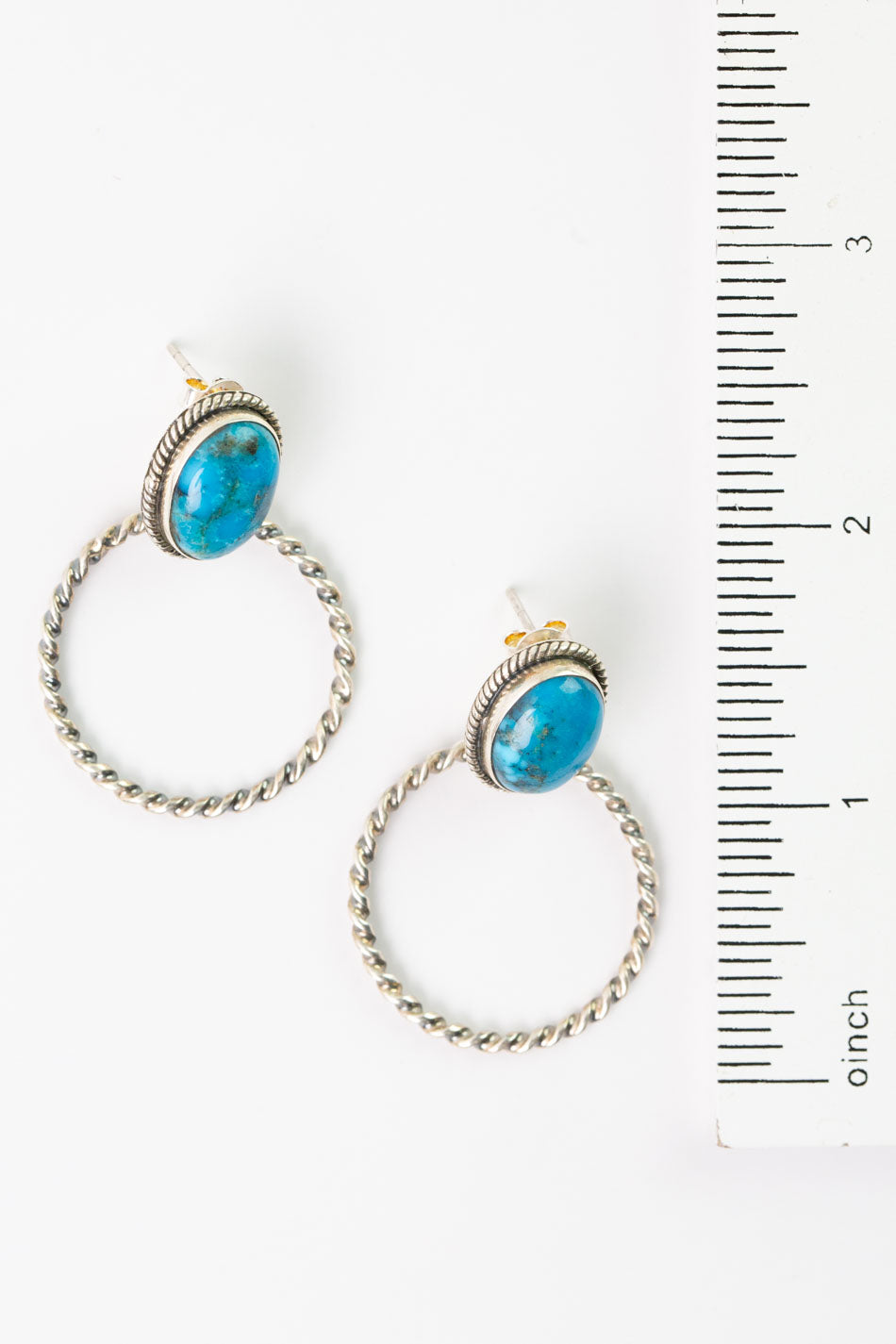 Native American Kingman Turquoise Hoop Earrings