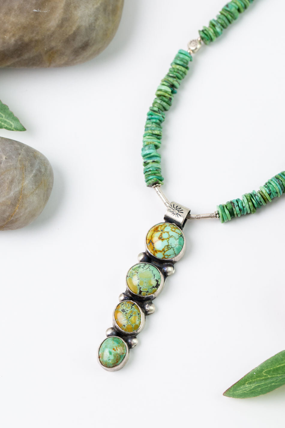 Native American 24.5-26.5" Natural Turquoise Statement Necklace