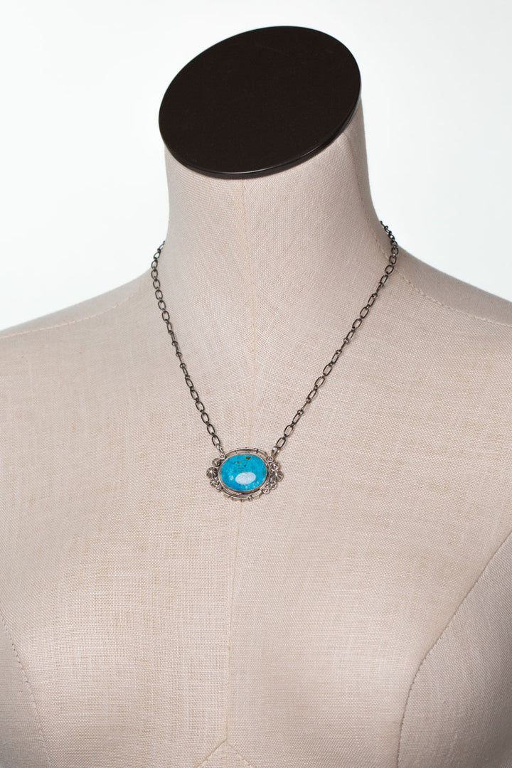 Stamp R. B. -18" Water Wep Kingman Turquoise with Water Wep Kingman Turquoise Statement Necklace