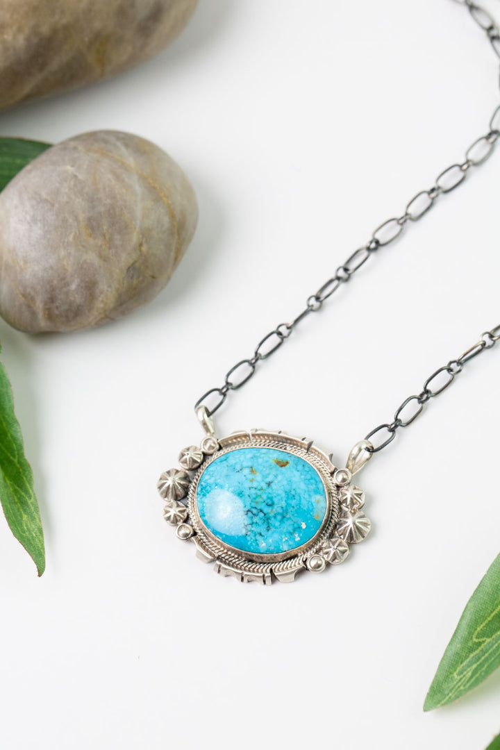 Stamp R. B. -18" Water Wep Kingman Turquoise with Water Wep Kingman Turquoise Statement Necklace