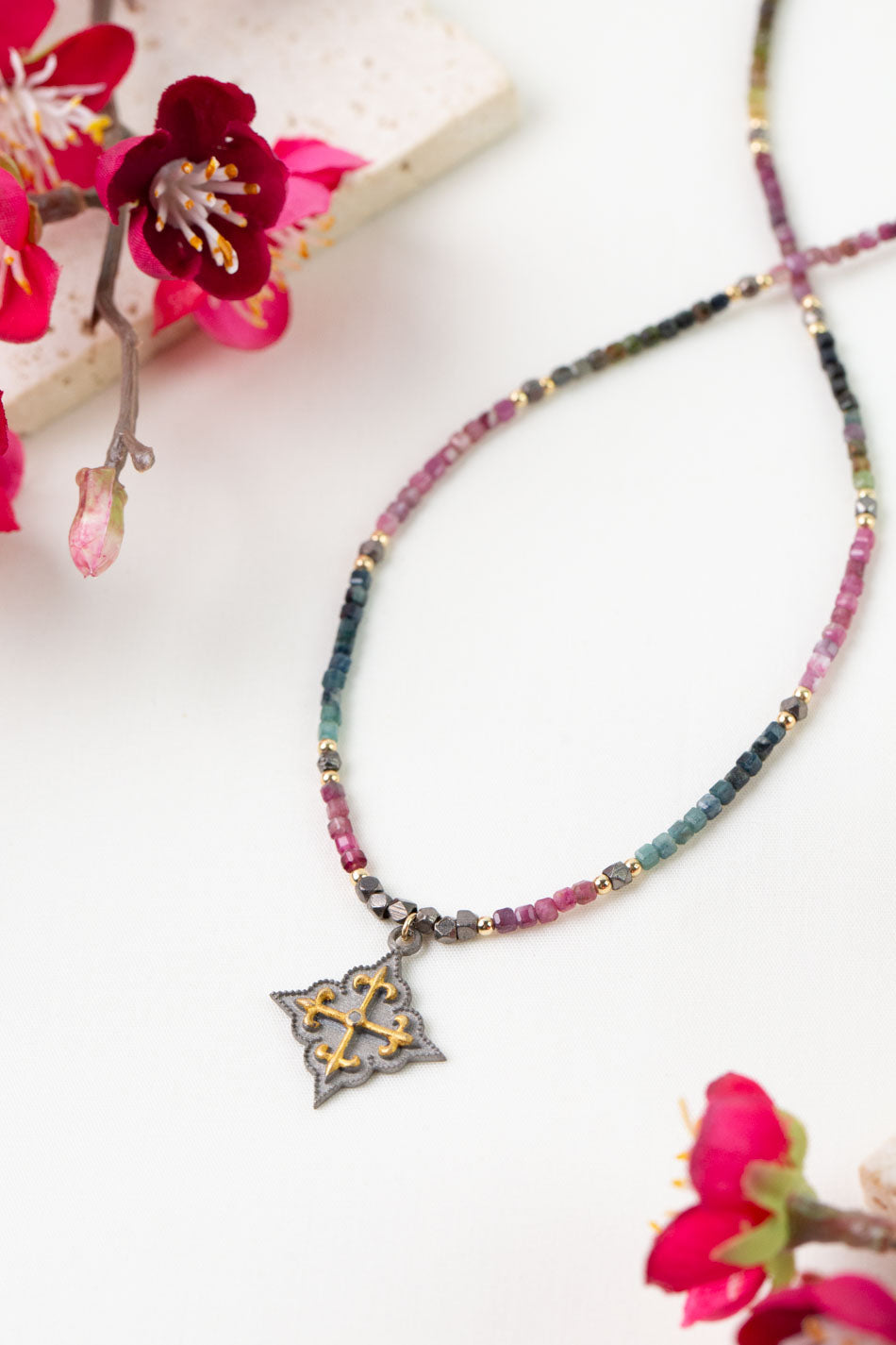 One Of A Kind 16.75-18.75" Tourmaline, Diamond Simple Necklace